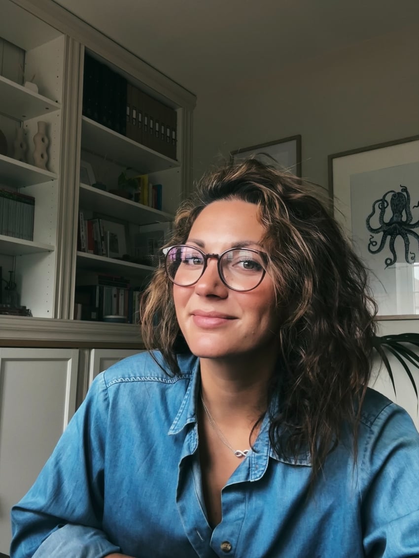 Jenna in her home office